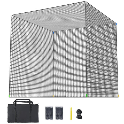 Golf Practice Hitting Net For Backyard Driving Range And Garage Batting Cage, 10 x 10 x 10 Ft, Heavy Duty 5 Layer Polyester Mesh With Roped Edges