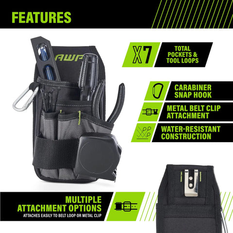 Pro Grade Tool Pouch With Seven Pockets For Electricians Rugged Multi Pocket Organizer For Quick Tool Access