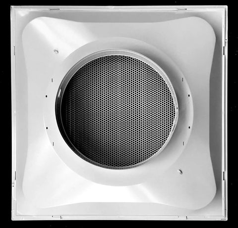 24 By 24 Inch T Bar Drop Ceiling Return Grill With Perforated Front And Rust Free Aluminum Back Casing Six Inch Collar Easy Snap
