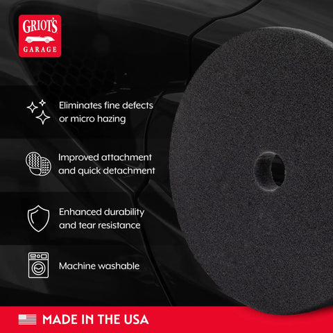 Griot's Garage foam pad showcasing durability for Boss 6.5-Inch Fast Correcting Foam Pads For Car Polishing And Detailing Ultra Soft Buffing Pads.