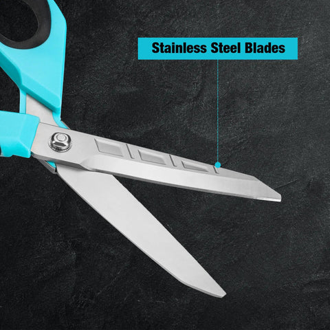 Beefy Heavy Duty All Purpose Scissors For Home, Office And Workshop With 10 Inch Stainless Steel Blades, ergonomic blue handle