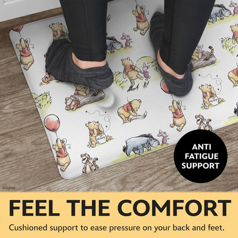 Mickey Mouse Minnie Mouse Stitch Winnie The Pooh Totally Anti Fatigue Kitchen Mats With Non Slip Backing, person standing on mat