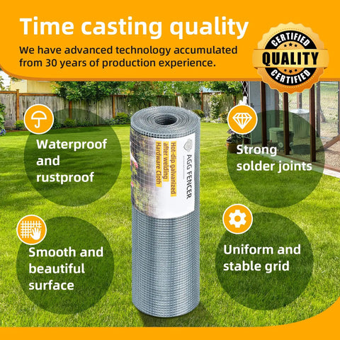 8 Inch By 25 Foot Hardware Cloth With 1/4 Inch Hole Welded Mesh Fencing roll displayed in a garden setting.
