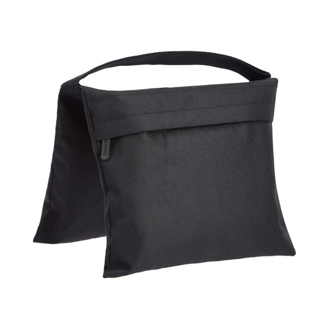 Rock Solid Photographic Sandbags For Studio Lighting Stands With Carry Handle Four Pack Built Damn Thick Polyester Weight Sacs side view showing zipper and handle.