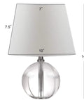 14 Inch Modern Glam Crystal Table Lamp With Clear Crystal Accents featuring round base and fabric shade for bedroom use
