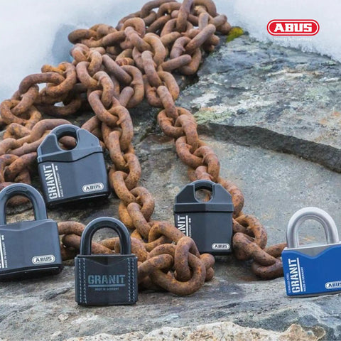Granit Alloy Steel Padlock Keyed Alike 37/60 KA Heavy Duty Security Lock with Disc Cylinder 6Ton displayed on a chain
