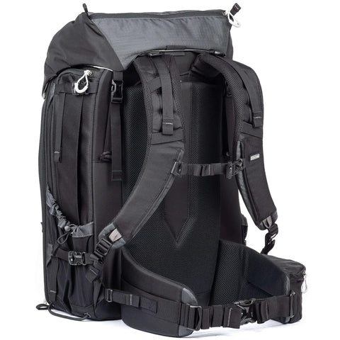 Back view of 46L Camera Backpack For Travel Photography With Expandable Front Pocket For A 16 Inch Laptop And Gear Adjustable Foam Dividers