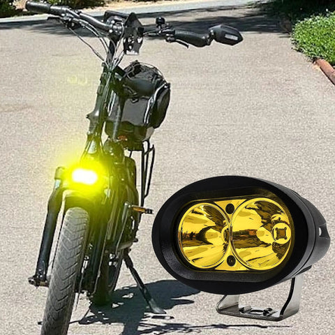 Neon Yellow High Output LED Headlight For E Bikes And E Scooters Street Ready Two Pin Julet Type Plug Fits Rad Power Bikes