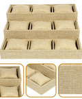 Straight Fire Nine Grid Watch Storage Tray With Plush Linen Cushion showing three tier design and soft compartments for organization.