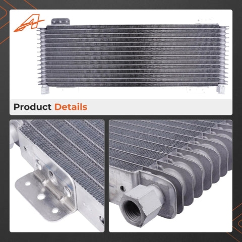 Close-up of 40K Transmission Cooler Kit for Heavy Duty Trucks And Towing Low Pressure Drop Oil Cooler System, aluminum core details