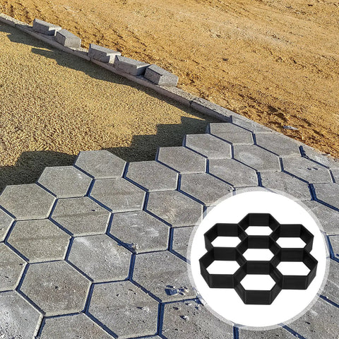 Hexagon Concrete Mold For DIY Pathway And Garden Walkway, 7.2 By 6.7 By 1.3 Inches in use on patio