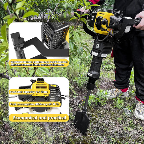 Gas Powered Planting Digger With High Torque Auger For Tree And Fence Posts Portable Earth Drill in use in a garden landscape