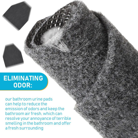 Close-up of gray 15 Pack Urinal Mats For Men Non Slip Urinal Floor Mats For Commercial Use Highly Absorbent Waterproof
