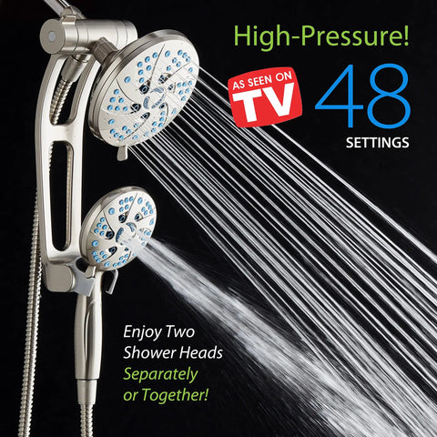 High Pressure Spa Shower System With 6 Inch Rain Head And Handheld 3 Way Shower Head Combo 48 Modes Anti Clog Nozzles