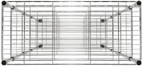 Heavy Duty Five Shelf Chrome Wire Storage Cart With Dual Swivel Casters For Garage Or Office Zero Drama Setup Fully Adjustable Heights - top view of wire shelving unit.