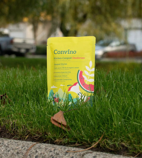 Compost Starter And Odor Reducer Pack That Converts Kitchen Scraps And Yard Waste Into Fertile Humus For All Composting Systems Stops Odors At The Source Includes Four Packets In One Easy No Fuss Package on grass