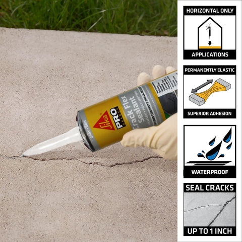 Applying Crack Flex Sealant For Horizontal Cracks Up To One Inch Gray Self Leveling Waterproof Polyurethane Sealant on concrete