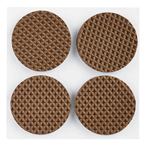 Heavy Duty Self Adhesive Gripping Pads For Hard Surfaces One And A Half Inch Brown 8 Count No Slip Furniture Grippers close-up view