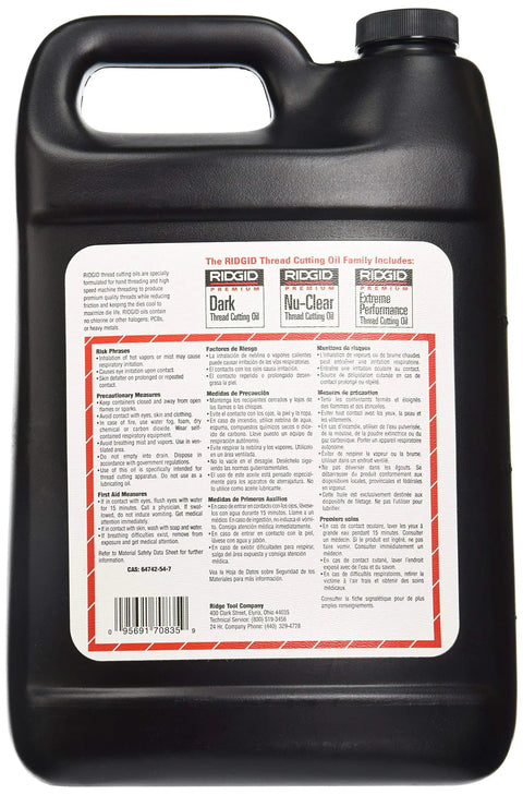 Nu Clear Thread Cutting Oil For Plumbing And Metalwork 1 Gallon Heavy Duty Pro Grade Lubricant with label detailing usage instructions