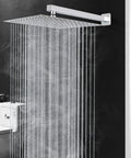 Ultimate Rain Shower System With Dual Heads, Ceiling Mounted High Pressure Flow, Chrome 12 Inch Showerhead And Handheld in use