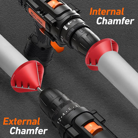 2 In 1 Inner Outer PVC Deburring Tool Chamfer Reamer For PVC CPVC ABS PP PE Pipe, Quick Bevels On OD 0.75 To 4.6 Inches And ID 0.92 To 4.8 Inches
