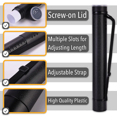 Extendable Poster Storage Tube With Strap Hits Different Shielding Rolled Posters And Blueprints features adjustable strap and screw-on lid.