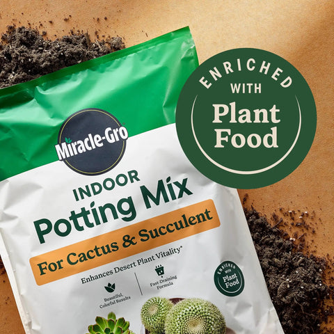 Top Shelf Indoor Potting Mix For Cactus And Succulents Featuring Sweet Roots Development With Rapid Drainage Sand Perlite And Peat Moss Formula Plus Loaded Plant Food For Ace Houseplants In 8 Quart Packs bag with plant food label and soil.