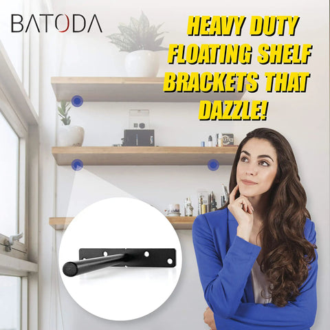 Heavy Duty Eight Inch Floating Shelf Brackets With Hidden Steel Supports Hella Sturdy Pack Of Six mounted on modern wooden shelves.