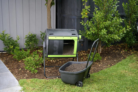 48 Gallon Geared Dual Chamber Compost Tumbler With Large Fill Openings Elevated Design To Fit Included Compost Cart