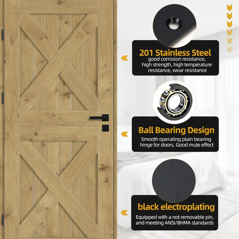 5 Inch by 5 Inch Heavy Duty Door Hinges That Hold Up to 220 Lbs with 20 Screws, Square Corner Design, Rugged Steel Construction for Interior and Exterior Doors, Easy Install, Smooth Operation, Maximum Bearing Strength, on wooden door