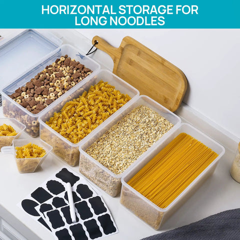 Airtight Food Storage Containers With Lids 4 Pack 3.2L Plastic Spaghetti Canisters For Pantry Organizer