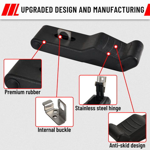 Durable Front Storage Rack Rubber Latch Kit For Polaris Sportsman 500 550 850 1000 2009 To 2024 No Fuss Easy Install Replacement With Stainless Bracket 2 Pc OEM 2877447 Compatible close-up of components.