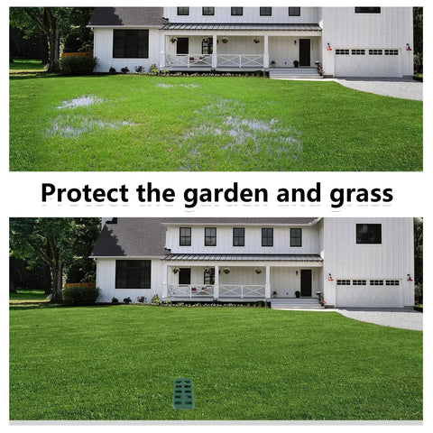 Angled Lawn Drainage Grate For Yard Green Drain Grate Emitter For Sump Pump Discharge And Downspout Extensions installed in lawn