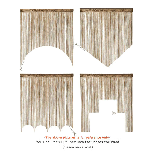 Beaded Curtain For Doorway With Tassels And Beads Hanging Fringe Boho Hippie Room Divider Privacy Decor 39 By 79 Inch 100 By 200 Cm Easy Install Eco Friendly Polyester Light Coffee with multiple cutting shapes options.