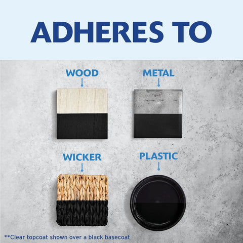 Image showing paint adherence on wood, metal, wicker, and plastic surfaces for Painter's Touch Latex Paint Gloss Clear Quart Quick Dry Low Odor.