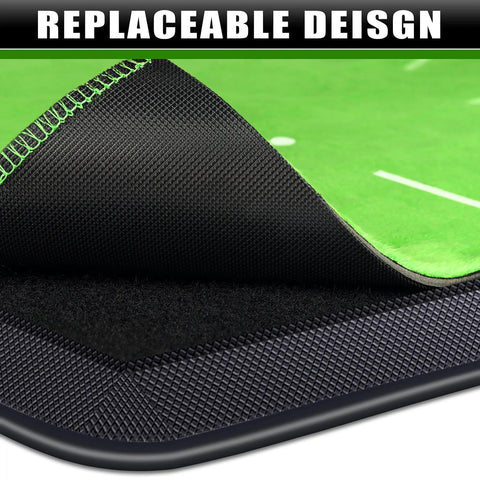 Close-up of Heavy Duty Golf Hitting Mat with Swing Path Feedback, showcasing durable replaceable impact velvets and rubber backing.