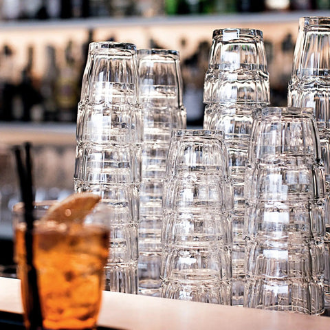 Rock Bar Stackable Double Old Fashioned Glasses 13.25 Oz Set Of 6 For Cocktails And Home Bars Clear Durable Barware stacked on bar