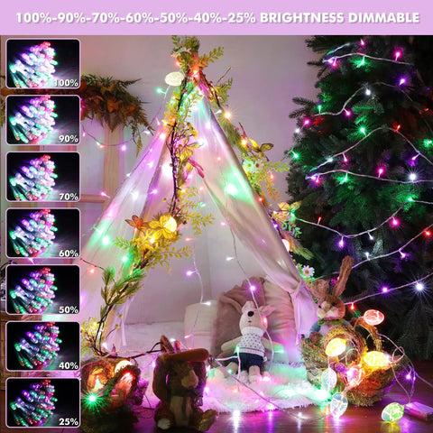 Pastel Easter String Lights 33ft With USB Powered 100 LED Indoor Fairy Lights Remote Control 8 Modes And Timer indoor setup