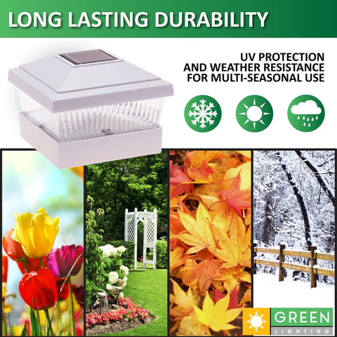 Image showing Solar Post Cap Lights For 5x5 PVC Vinyl Posts Outdoor Waterproof LED White 8 Pack Bright Energy Saving Accent Lighting