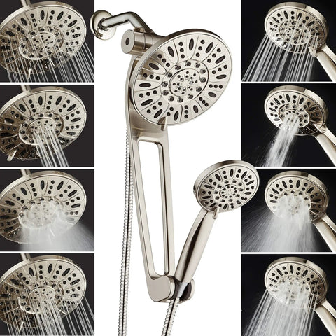High Pressure Shower Spa Kit With 48 Modes 3 Way Diverter And 18 Inch Extension Arm All Chrome Finish Rain Head And Handheld Shower Set
