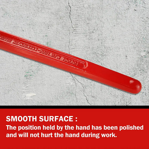 Close-up of the red handle of 4 Pack Lever Load Binder With 2 Grab Hooks For Five Sixteenth Or Three Eighths Grade 70 Transport Chain 5400 Lb Working Load Limit Heavy Duty Tie Down For Truckin And Secure Haul showing a smooth surface.