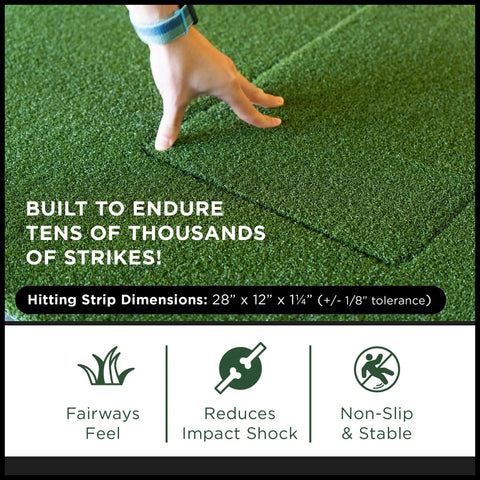 Indoor Golf Hitting Strip Pro Grade Replaceable Mat With Realistic Fairway Feel Teeline Turf hand adjusting mat
