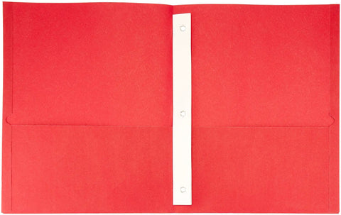 Legit Twin Pocket Folders With Strong Two Prong Fastener And Quick Business Card Slot Holds Letter Size Sheets In Fresh Assorted Colors front view of red folder.
