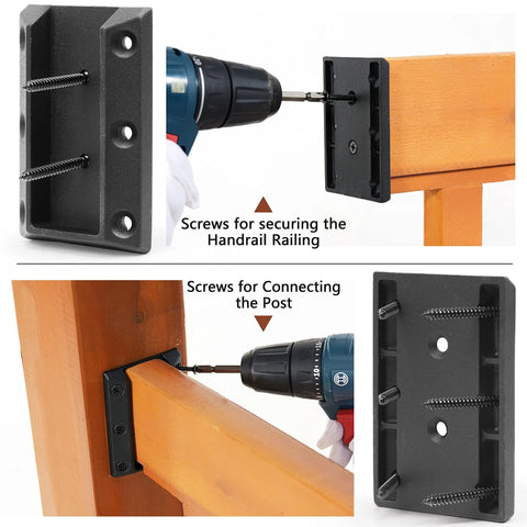 Heavy Duty Stainless Steel Railing Connectors With Screws 304 Grade Horizontal Brackets For 2x4 Wood Handrails (Actual 1.5x3.5)