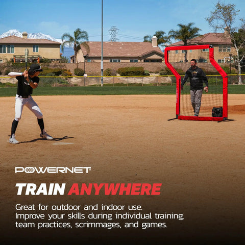 Portable Baseball Practice Net For Pitching And Hitting Pop Up Batting Cage With Coach Shield 7 Ft Z Screen Red outdoors