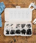 External Retaining Ring Kit With 120 Pieces For M1.5 To 10mm E Clips BeCu Bronze Corrosion Resistant Pro Grade Heavy Duty Workshop Set For Secure Fastening Neat Storage Box Ideal For Repair Shops And Home Garages, open organizer