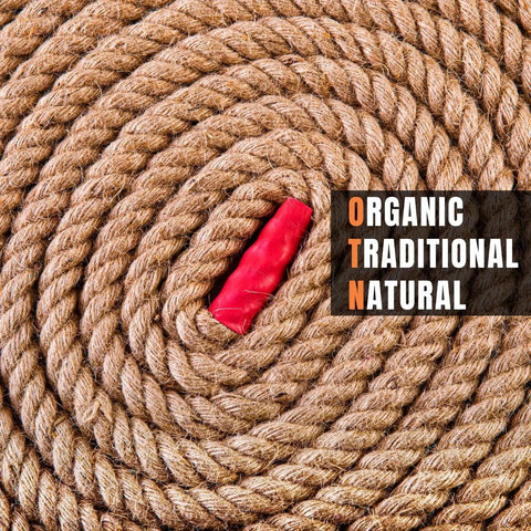 Coiled Beefy 1 Inch Natural Fiber Rope Twisted 4 Strand Heavy Duty Manila Style Jute Hemp, 50 Ft Long, close-up view.