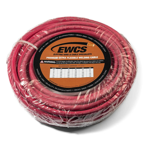 1/0 Gauge Premium Extra Flexible Welding Cable 600 Volt Red 15 Feet Made In USA Heavy Duty Lead For Motors Generators Batteries