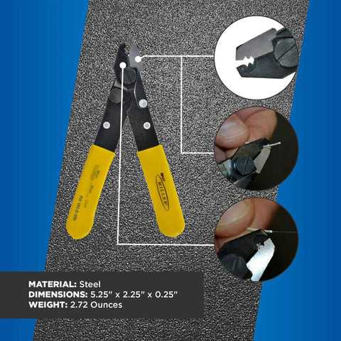 FO 103 D Series Dual Hole Fiber Optic Stripper For Tech Pros And Electricians, V Shaped Opening, close-up details