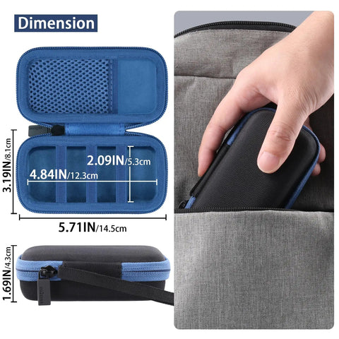 Blue Hard Case For Bosch GLM100-23 And GLM165-40 Distance Measure, Protective EVA Shell Travel Box, Shockproof And Dustproof, Keeps Your Laser Distance Meter Safe And Ready To Roll. Open blue EVA case with 14.5 x 8.1 x 4.3 cm dimensions